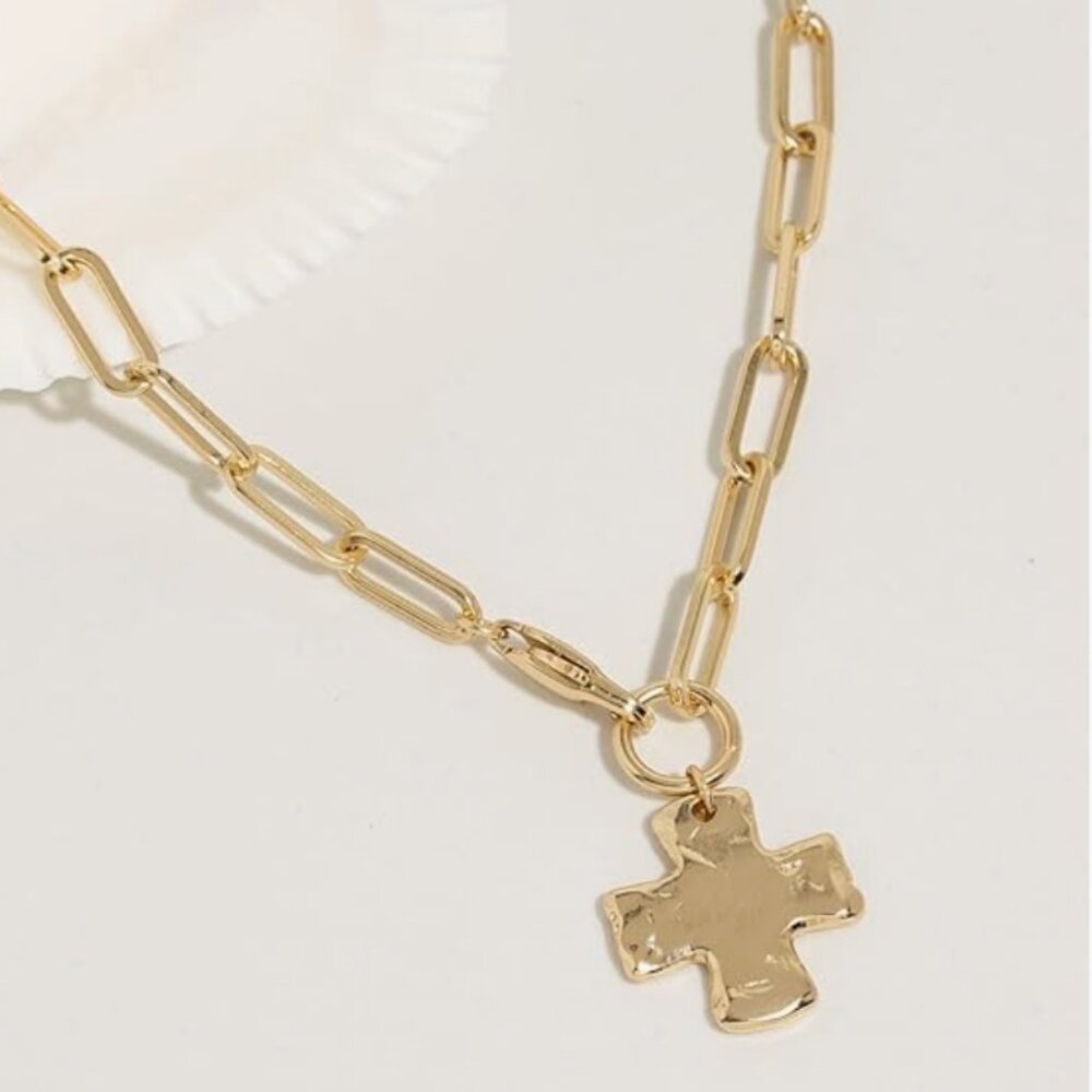 James Michelle Chunky Cross Chain Necklace NIB